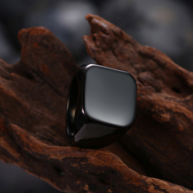 Unisex Luxury Titanium Steel Ring Gun Black Plated Finger Ring for Men
