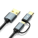 RAXFLY 2.8A 2 in 1 Type C Micro USB With QC3.0 2.0 Fast Charging Data Cable For Oneplus 5t Xiaomi 6