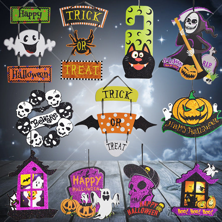 Halloween Spoof Hanging Decorations Pumpkin Ghost Skull Witch Door Hanger Halloween Supplies