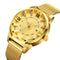 SKMEI 9166 Business Gold Stainless Steel Strap Date Display Waterproof Men Watch Quartz Watch