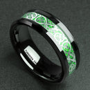 Ethnic Solid Carbon Fiber Finger Rings Vintage Red Dragon Pattern Finger Ring Jewelry For men
