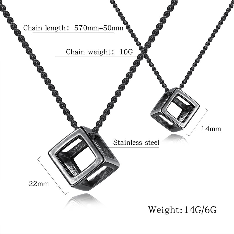 Retro Rubik's Cube Hollow Pendant Pendant Solid Wave Men's Necklace