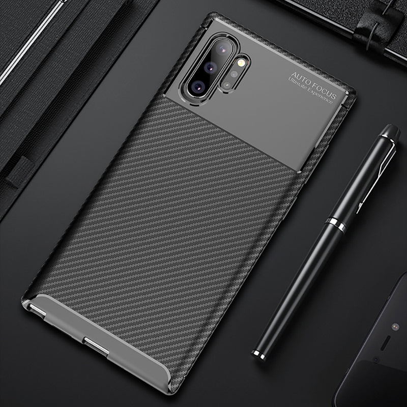 Bakeey Protective Case For Samsung Galaxy Note 10 Plus/Note 10+/Note 10+ 5G Slim Carbon Fiber Fingerprint Resistant Soft TPU Back Cover