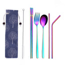 3Pcs/5Pcs Stainless Steel Tableware Set Titanium Colorful Fork Spoon Chopsticks Cutlery Flatware Camping Picnic