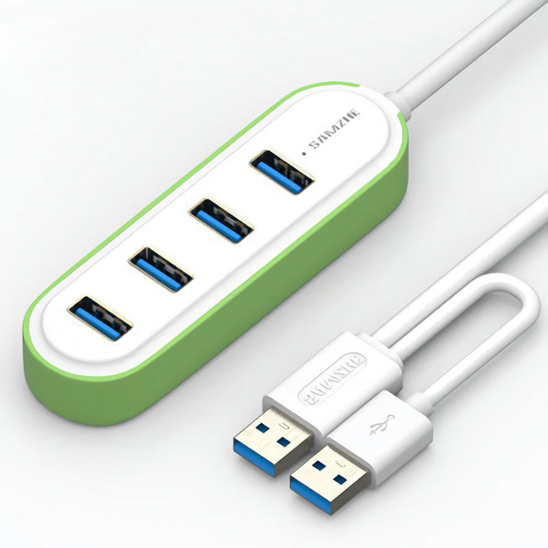 Samzhe 1.2m USB 3.0 to 4-Port USB 3.0 Hub with Double USB Plug