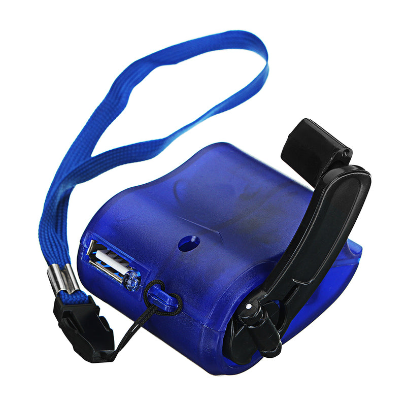 USB Hand Crank Power Generator Emergency Digital Display Phone Charger Manual Shake Charger Blue