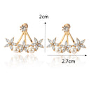 Sweet Flowers Rhinestones Pearls Ear Stud Earring Ear Jacket Cute Earrings for Women