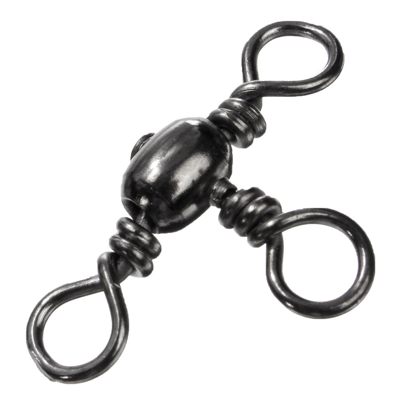 ZANLURE 100 Pcs 3 Way Barrel Swivels Solid Rig Rings Fishing Lures Connector Tackle