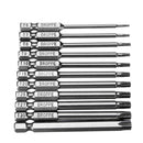 Broppe 11pcs T6-T40 75mm Magnetic Torx Screwdriver Bits 1/4 Inch Hex Shank
