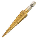 Drillpro 3Pcs 3-12/4-12/4-20mm HSS Titanium Coated Step Drill Bits with Automatic Center Pin Punch