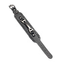 Punk Genuine Leather Bangle Chain Handmade Alloy Woven Wide Adjustable Men Bracelet