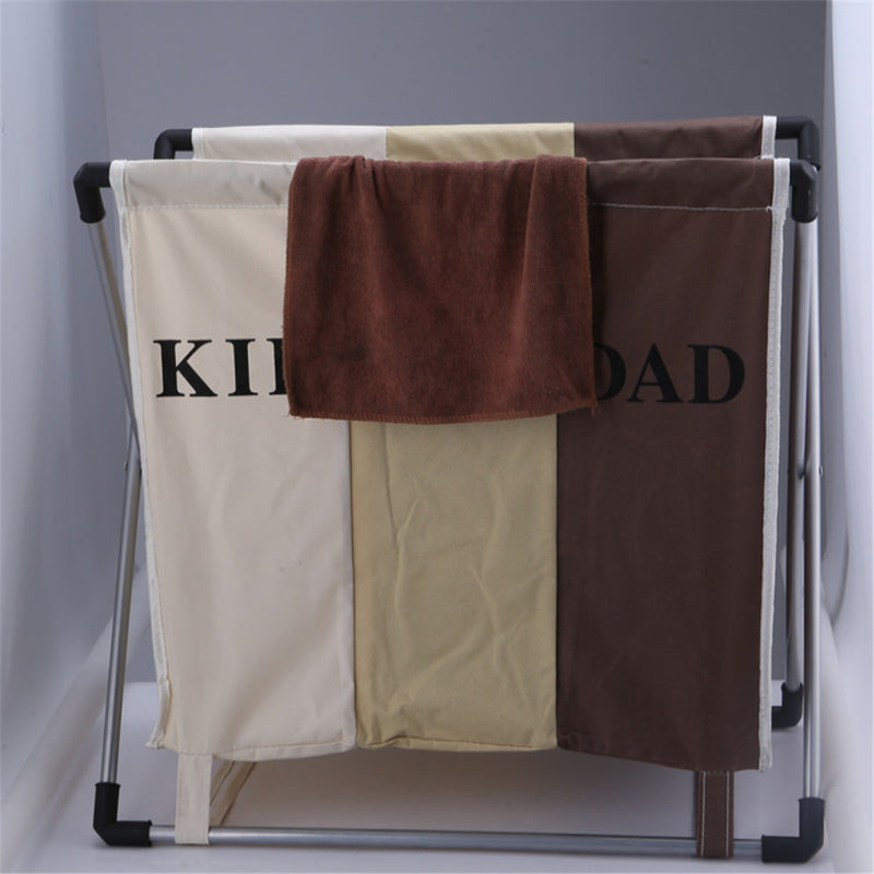 X-shape Foldable Dirty Laundry Baskets Organizer Collapsible 3 Grids Dirty Clothes Storage Waterproof Large Laundry Hamper