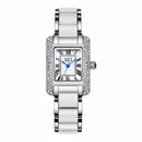 Elegant Ceramic Strap Crystal Case Roman Numerals Dial Women Ladies Dress Quartz Watch