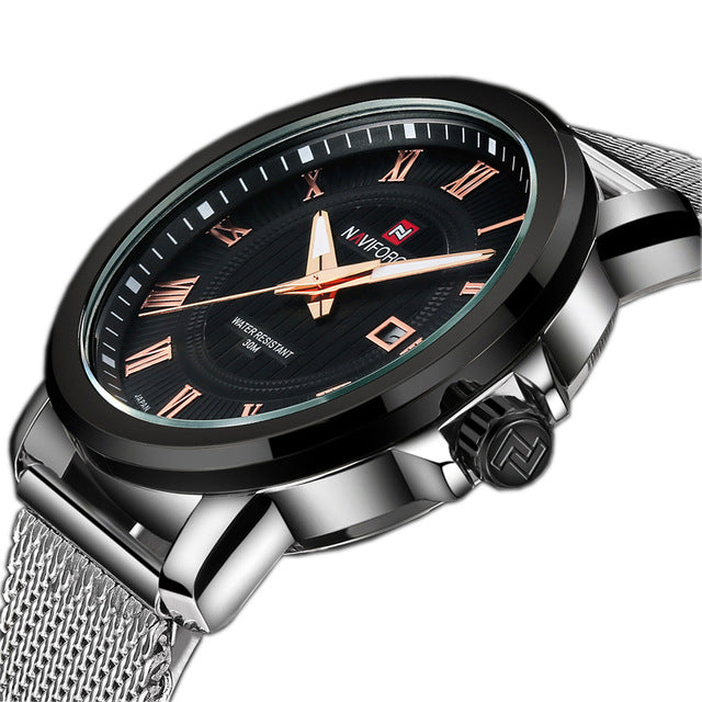 NAVIFORCE NF9052 Luminous Hand Business Style Men Wrist Watch Full Steel Quartz Watch
