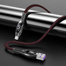 USAMS U36 5A LED Display Real-Time Current Nylon Braided USB Type C Cable Fast Charge 1.2M Data Cable for Samsung Galaxy Xiaomi Huawei Mobile Phone