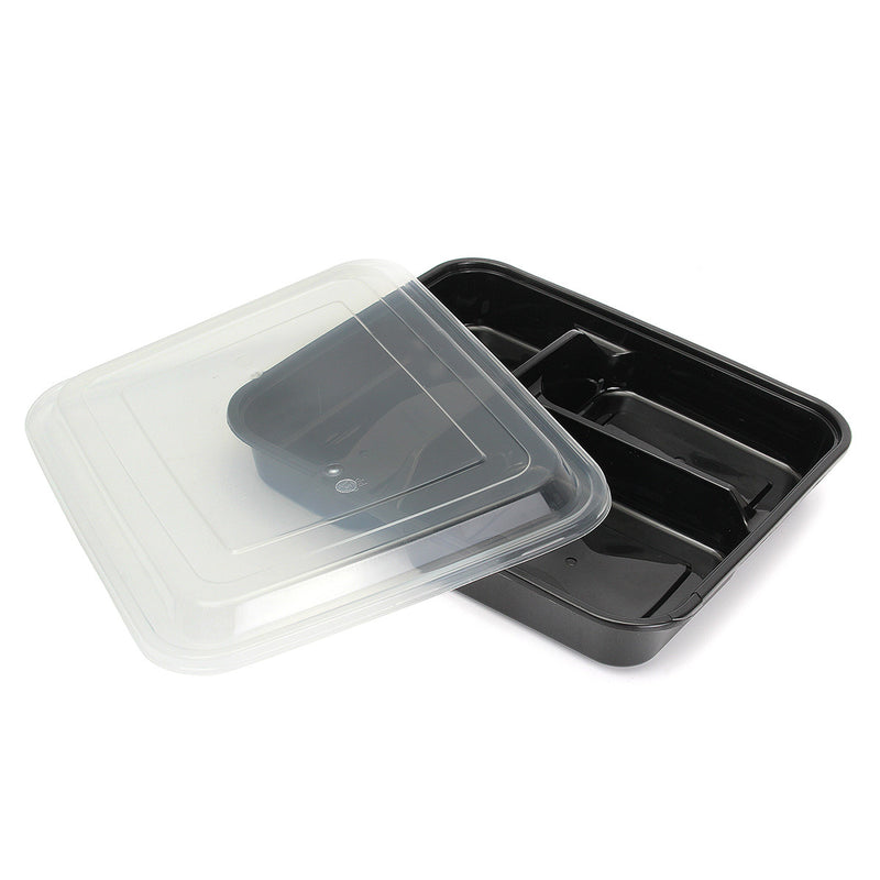20Pcs Plastic Meal Prep Storage Container Lunch Food Box 3 Compartments Microwave Safe