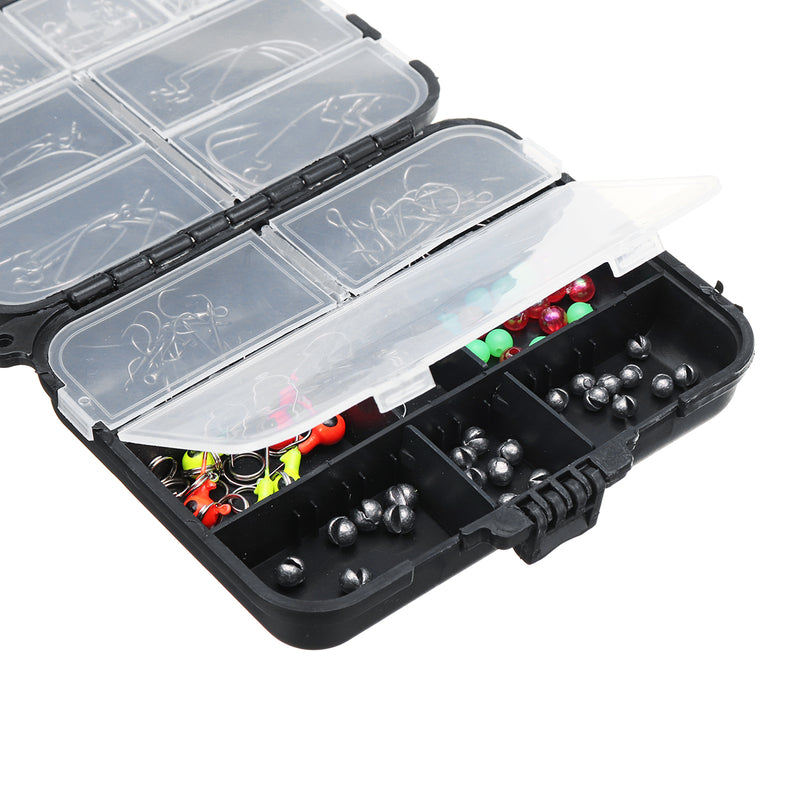 ZANLURE 150PCS Fishing Accessories Kits Jig Head Hooks Sinker Swivels Snap Beads Tackle With Box