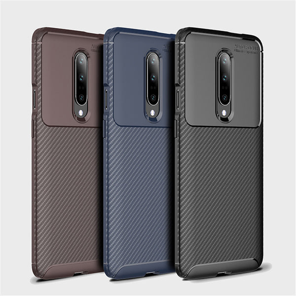 For OnePlus 7 Pro Case Bakeey Luxury Carbon Fiber Shockproof Anti-fingerprint Silicone Protective Case