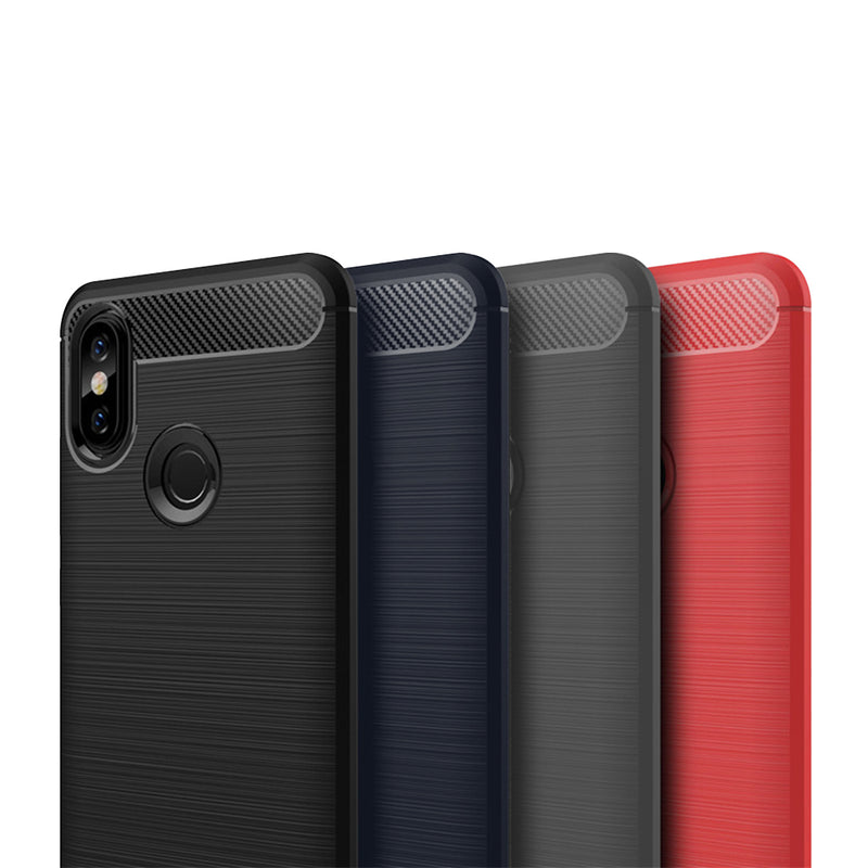 Mofi Carbon Fiber Shockproof Silicone Back Cover Protective Case for Xiaomi Mi Max 3