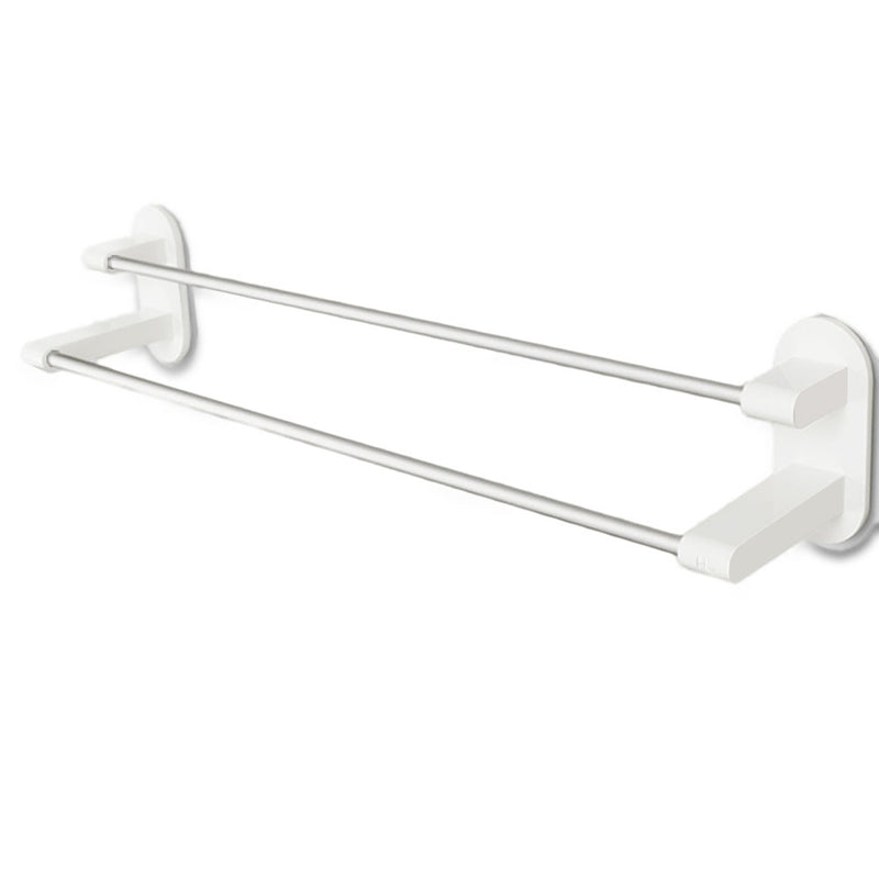 8H Towel Rack Holder WHITE 3M Tape Double Rod Storage