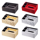 PU Leather Multi-function Tissue Box Desktop Living Room Remote Control Box Wooden Storage Paper Extractio