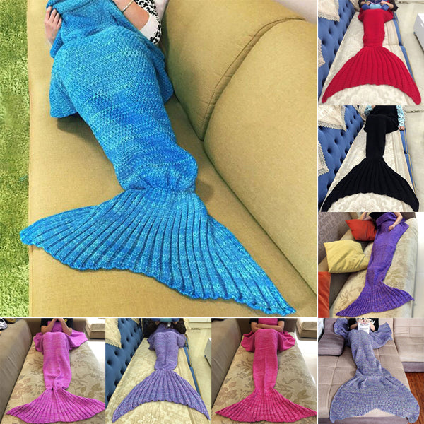 Honana WX-37 180x90cm Knitting Mermaid Tail Blanket Home Office Acrylic Fibers Warm Soft Sleep Bag