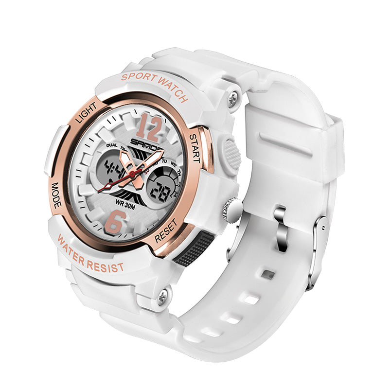 SANDA 757 Calendar Luminous Display Fashion Design Children Watch Dual Display Digital Watch for Kids