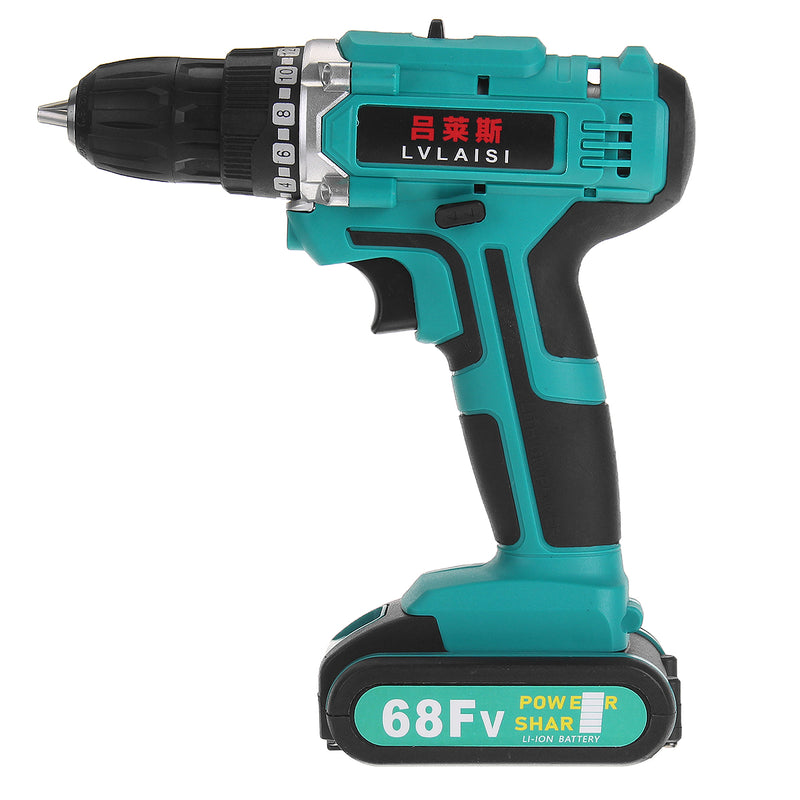 68FV Cordless Drill 2 Speed Adjustment Large Capacity Battery 28Nm Li-ion Electric Drill LED Lighting With Charger