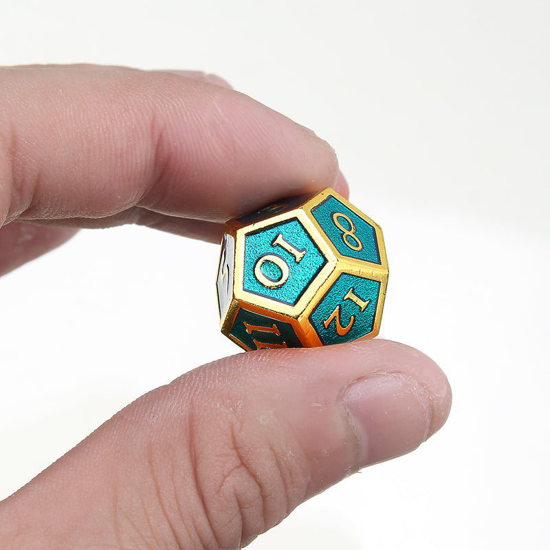 7pcs Embossed Heavy Metal Polyhedral Dices DnD RPG SET w/ Bag