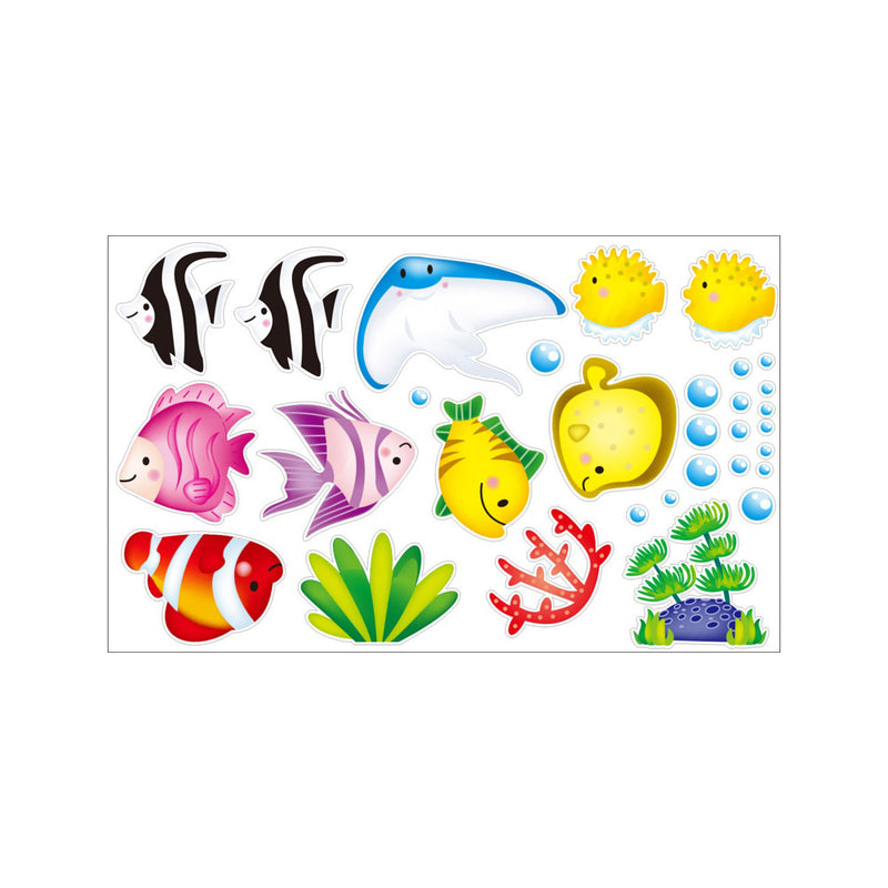 Tropical Cartoon Fish Sea Bubble Ocean World Removable Wall Bathroom Sticker Glass Pastes Decor