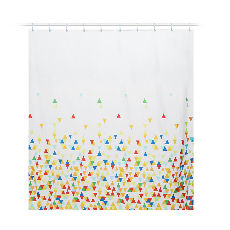 180x180cm Colored Triangle With 12 Hooks Bathroom Shower Curtain and Three-piece Mat Kit