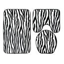 3 Sets Toilet Seat Zebra Pattern Carpet Fabric Printing Bathroom Mat Non-slip Floor Mat