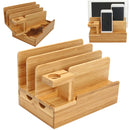 Bamboo Charging Dock Stand Holder Organizer For Apple Watch Smart Phone Tablet