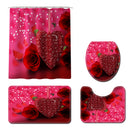 Honana 4PCS Bathroom Waterproof Shower Curtain Bath Mat Toilet Seat Cover Pedestal Rug Bathroom Decor