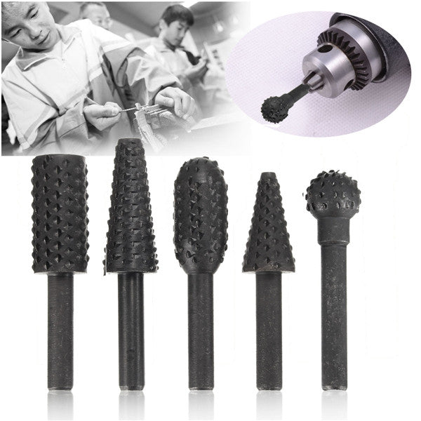 5pcs 1/4 Inch Shank HSS Rotary Burr Set Woodworking Tool