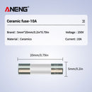 20 Pcs ANENG 5X20mm Ceramic Fuse 0.2A + 10A for Multimeter
