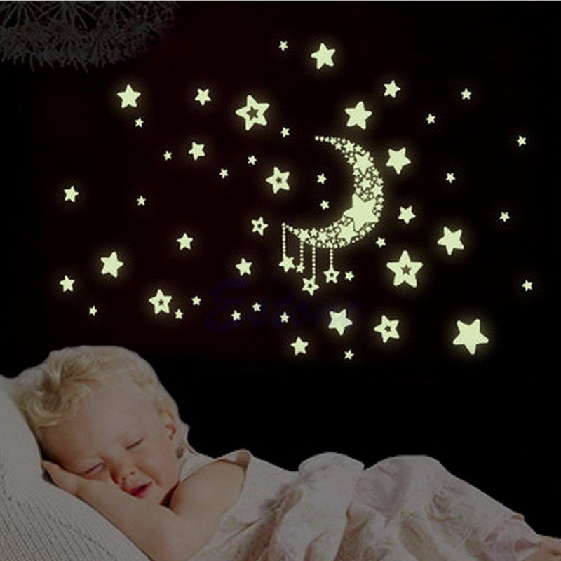 Miico Luminous Star and Moon Creative PVC Wall Sticker Home Decor Mural Art Removable Wall Decals