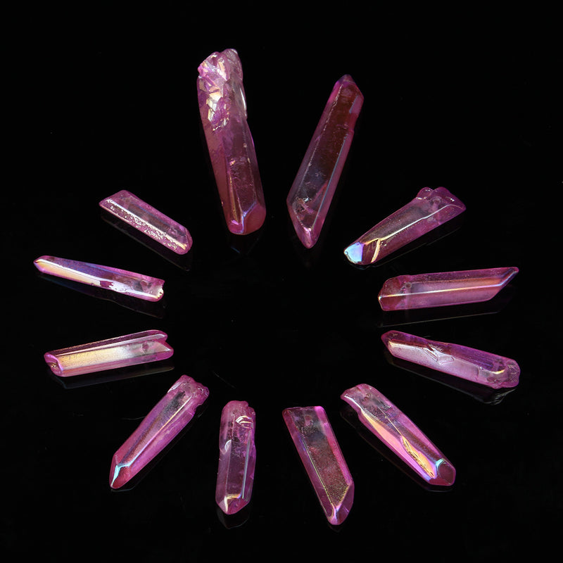 50g Powerful & Rare Purple Aura Lemurian Seed Quartz Crystal Point 12-15pcs