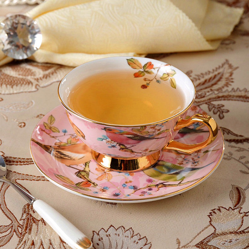 Fine Bone China Tea Coffee Cup Saucer Spoon Set 200ml Luxury Ceramic Mug