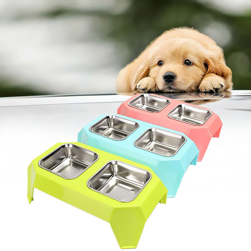 Stainless Steel Double Pet Bowl Food Water Feeder for Dog Puppy Cats Pets Supplies Feeding Dishes