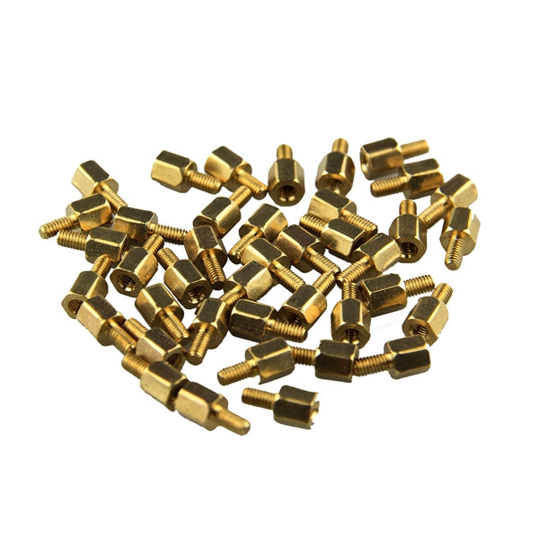 200pcs DIY Project M2.5 x 5 + 5mm Hex Brass Standoff Spacers Copper Pillar For PCB Board