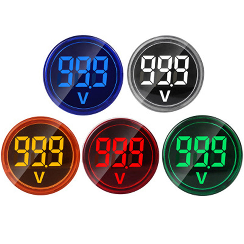 10pcs Red ST16VD 22mm Hole Size 6-100 VDC Digital Voltmeter Round Voltage Detector Tester Mini LED Voltage Indicator Signal Light Monitor