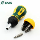 SATA 6PCS Stubby Ratcheting Screwdriver Magnetic Multi-Bit Rubber Multi-Tool Screw Driver Kits Home Repair Tool