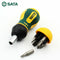 SATA 6PCS Stubby Ratcheting Screwdriver Magnetic Multi-Bit Rubber Multi-Tool Screw Driver Kits Home Repair Tool