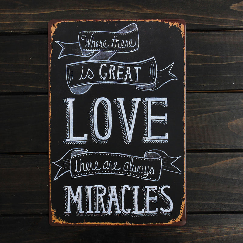 Love Miracle Sheet Metal Drawing Home Wall Poster Metal Painting Tin Sign