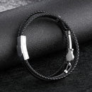 Creative Mini Guitar Men's Leather Multilayer Braided Titanium Steel Bracelet