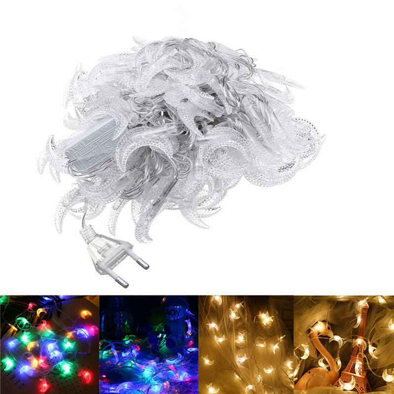 10M Moon Shape Warm White Colorful 100 LED String Fairy Holiday Light Home Decor EU Plug AC220V