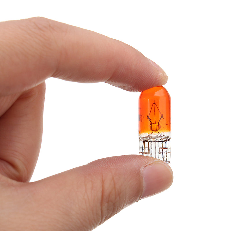 10pcs T10 Halogen 12V 5W Wedge Amber Car Dashboard Indicator Lights Bulbs Lamps for VW