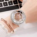 Deffrun Diamonds Elegant Design Ladies Wrist Watch PU Leather Strap Quartz Watches