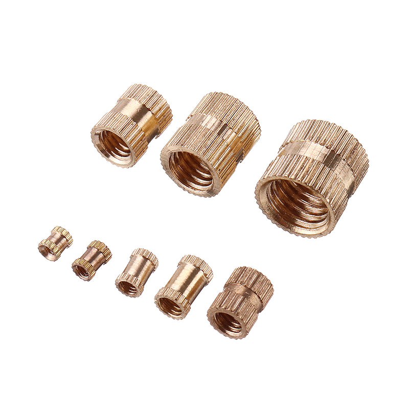 Suleve MXBN8 70Pcs M2/M2.5/M3/M4/M5/M6/M8/M10 Knurled Brass Round Female Thread Knurled Nuts Round Insert Embedment Nut Assortment Set